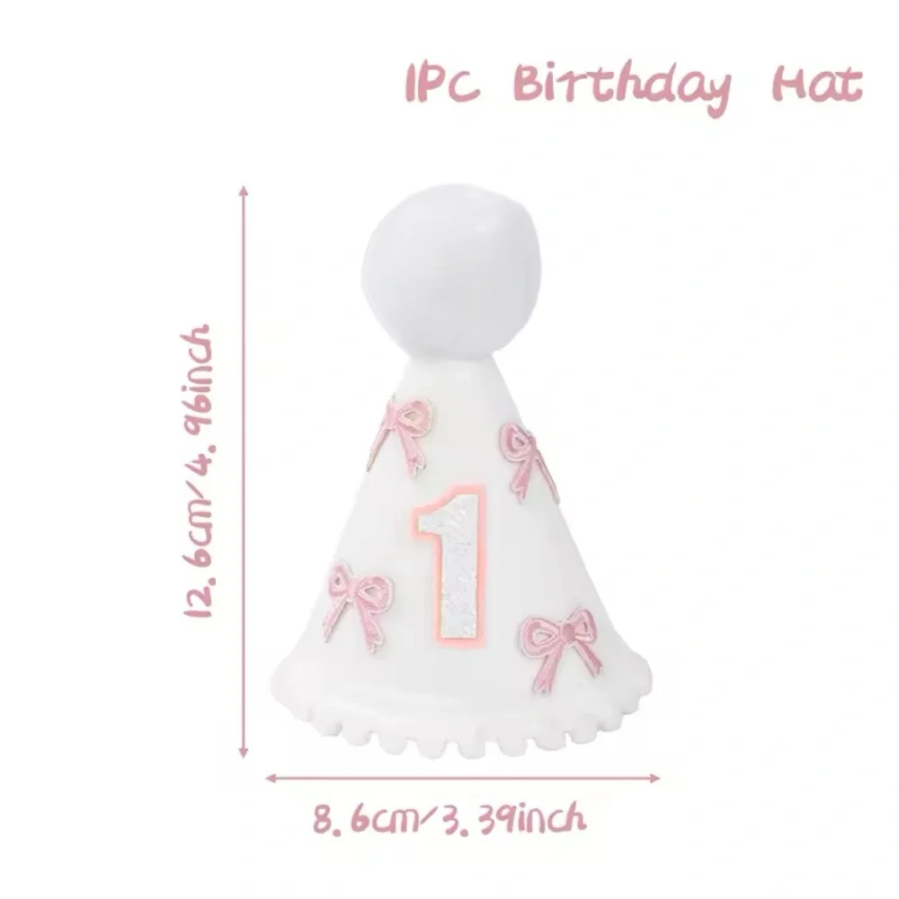 First Birthday Pink Bows Party Hat Baby Girl Toddler Girls Childrens Bow Acc New